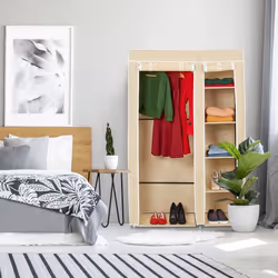 Relaxdays Canvas Wardrobe with Clothes Rail