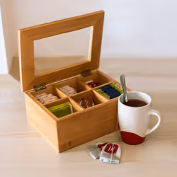 Relaxdays Bamboo Tea Box With 6 or 8 Compartments