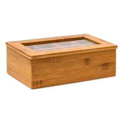 Relaxdays 10019145_408 tea box Bamboo, Plastic