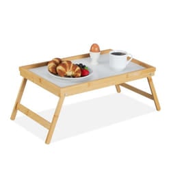 Relaxdays Bamboo Breakfast Tray White Tabletop