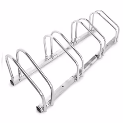 Bike Stand For 4 Bikes, Floor And Wall Mount, 26 x 100 x 32 cm, Outdoor Bike Holder Rack, Steel, Silver