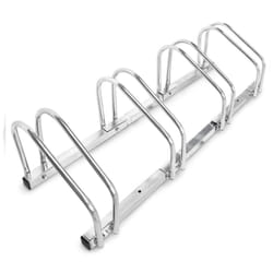 Bike Stand For 4 Bikes, Floor And Wall Mount, 26 x 100 x 32 cm, Outdoor Bike Holder Rack, Steel, Silver