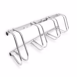 Bike Stand For 4 Bikes, Floor And Wall Mount, 26 x 100 x 32 cm, Outdoor Bike Holder Rack, Steel, Silver
