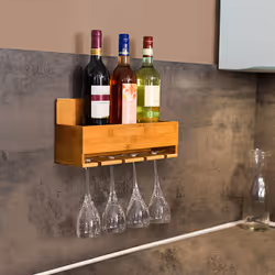 Relaxdays 10019144 wine rack Wall-mounted wine rack 4 bottle(s) Bamboo Wood