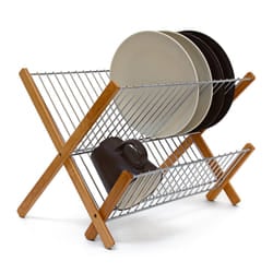 Relaxdays 10019151 dish dryer Stainless steel, Wood