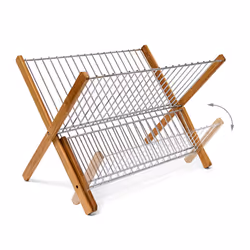 Relaxdays 10019151 dish dryer Stainless steel, Wood