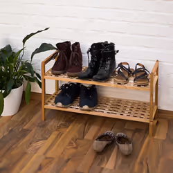 Relaxdays 10019276 shoe organizer Open Walnut, Wood