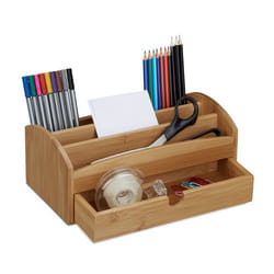 Relaxdays Desk Organiser 4 Compartments 1 Drawer
