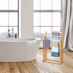 Relaxdays 10020308 towel holder/ring Floorstanding White, Wood - Additional view 4