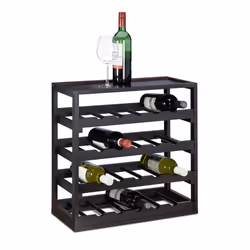 Relaxdays 10020333, 20 bottle(s), Wood, Black, Floor wine rack