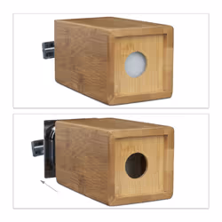 Relaxdays Bamboo Soap Dispenser, Refillable, Square, Size: 17 x 7 x 7 cm, Lotion Dispenser, 225 ml, Wood, Natural