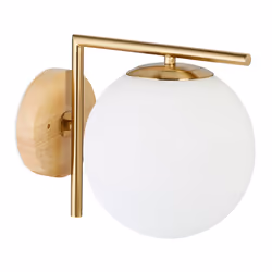 Relaxdays GLOBI, Surfaced, Round, 1 bulb(s), E27, Gold, White, Wood