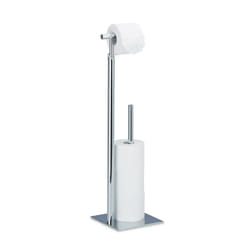 Relaxdays Standing Toilet Paper Holder, Free-Standing Steel Roll Holder for 4 Spare Rolls TP, Chromed, 71 x 20 x 20 cm, Silver