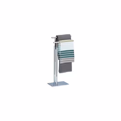 Relaxdays Towel Holder Freestanding, Towel Rack, 2 Rails, H x B x D: approx. 78 x 46 x 20 cm, Chromed Towel Stand, Silver