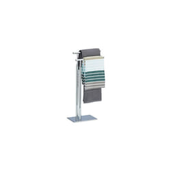 Relaxdays Towel Holder Freestanding, Towel Rack, 2 Rails, H x B x D: approx. 78 x 46 x 20 cm, Chromed Towel Stand, Silver