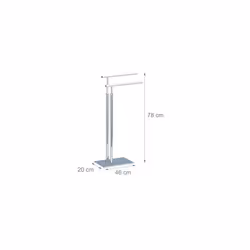 Relaxdays Towel Holder Freestanding, Towel Rack, 2 Rails, H x B x D: approx. 78 x 46 x 20 cm, Chromed Towel Stand, Silver