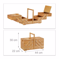 Relaxdays XXL Bamboo Sewing Box Kit
