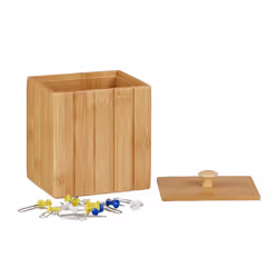Relaxdays Storage Box with Lid, Storage box, Bamboo, Rectangular, Bamboo, Monochromatic, Indoor