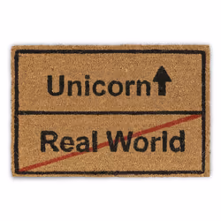 Relaxdays Coir Doormat Unicorn/Real World, Decorative doormat, Indoor, Rectangular, Black, Brown, Red, Image, Coconut
