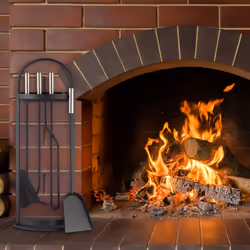 Relaxdays Black Fireplace Companion Set of 5