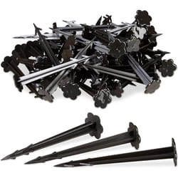 Relaxdays 11 cm Plastic Securing Pegs, Anchor Pins Set of 100, Weed Control Fabric Stakes, Black