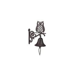 Cast Iron Door Bell Owl, Antique, Country House Style, Bird, Weatherproof Garden Decoration, Dark Brown