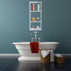Relaxdays 10023246 shower basket/caddy Bamboo, Metal Wall-mounted Shower caddy