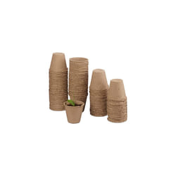 Set of 80 Flower Pots, Biodegradable, Planter, Cellulose, Round, 8 cm, Beige, 100% paper, Pack of 80
