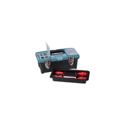 Relaxdays Empty Tool Box with Carry Handle Plastic Lockable Tool Box HBT 13 x 33 x 18 cm Black/Green