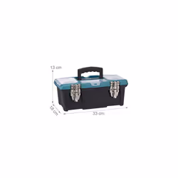 Relaxdays Empty Tool Box with Carry Handle Plastic Lockable Tool Box HBT 13 x 33 x 18 cm Black/Green