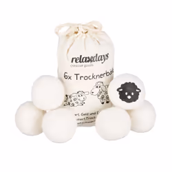 XXL Wool Dryer Balls, Set of 6 New Zealand Balls, Eco-Friendly, Ã 7 cm, White