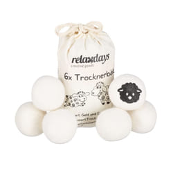 XXL Wool Dryer Balls, Set of 6 New Zealand Balls, Eco-Friendly, Ã 7 cm, White