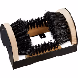 Relaxdays Scraper with Surrounding, Outdoor Shoe Brush, Robust Bristles, Floor-Mount, Black/Natural, 1 piece