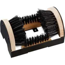 Relaxdays Scraper with Surrounding, Outdoor Shoe Brush, Robust Bristles, Floor-Mount, Black/Natural, 1 piece