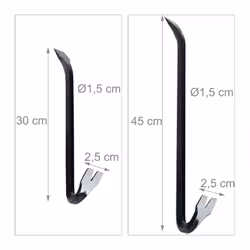 5-Piece Crowbar Set, Crowbar, Pry Bar, Wrecking Bar, Tire Iron; Stainless Steel, Black