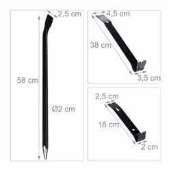 5-Piece Crowbar Set, Crowbar, Pry Bar, Wrecking Bar, Tire Iron; Stainless Steel, Black - Additional view 4