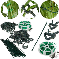 Relaxdays Plant Growing Supports, Stable Plant Clips, Twist Ties, Binding Wire Reel with Cutter, Green