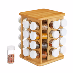 Relaxdays 10024209, Spice organizer, Bamboo, Bamboo, Glass, 4 cm, 250 mm, 250 mm
