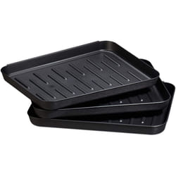 Relaxdays Shoe Set of 3, Plastic Boot, 3 Pairs of Footwear, Tray HxWxD 3 x 35 x 27 cm, Black
