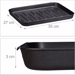 Relaxdays Shoe Set of 3, Plastic Boot, 3 Pairs of Footwear, Tray HxWxD 3 x 35 x 27 cm, Black