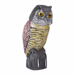 Owl Bird Deterrent with Swivel Head, Standing Figurine, Dove Scarecrow for Garden, Balcony, Patio, Multicolour, PE, Multicolo ...