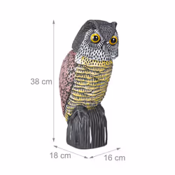 Owl Bird Deterrent with Swivel Head, Standing Figurine, Dove Scarecrow for Garden, Balcony, Patio, Multicolour, PE, Multicolored, 1 Piece