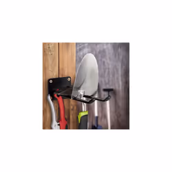 WallMounted Utility Hooks Double Hook Broom Holder Spade Bracket to MOUNT Wall Steel 24cm Black