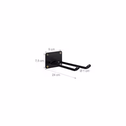 WallMounted Utility Hooks Double Hook Broom Holder Spade Bracket to MOUNT Wall Steel 24cm Black