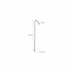 XL Set of 10 Ground Anchors, Extremely Solid Ground Anchors, Tent Accessory; 39 cm, Galvanized Steel, Silver