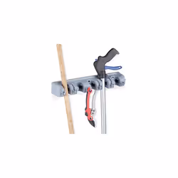 Utility Holder, Wall-Mounted, 5 Clamp Holders, 6 Folding Hooks, Universal Tool Holder, 40 cm, PP, Grey