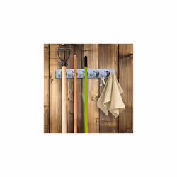 Utility Holder, Wall-Mounted, 5 Clamp Holders, 6 Folding Hooks, Universal Tool Holder, 40 cm, PP, Grey