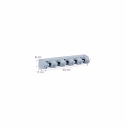 Utility Holder, Wall-Mounted, 5 Clamp Holders, 6 Folding Hooks, Universal Tool Holder, 40 cm, PP, Grey