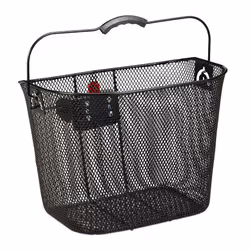 Bicycle Basket Front, Removable, With Click System, Handlebars Carrier, Metal, Close-meshed, H x W x D 27 x 34.5 x 26 cm, Bla ...