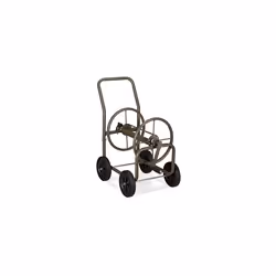 Relaxdays Cart XL, Mobile Pipe Reel Metal, 2X 3/4 Connectors, for 60m Garden Hose, 90 Unwinding, Brown
